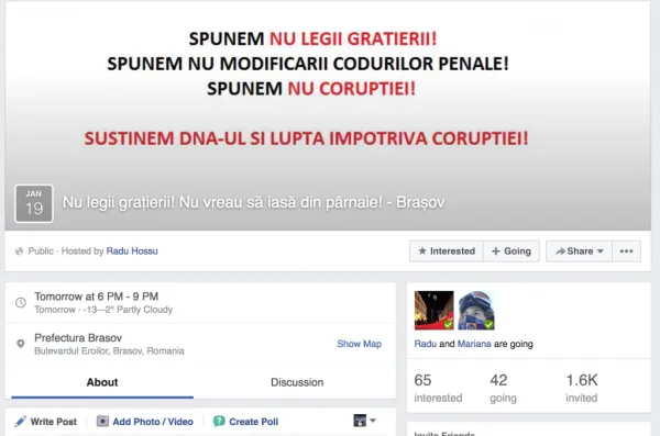 „Corupţia ucide” organizează un protest anti-graţiere, azi, în faţa Prefecturii Braşov