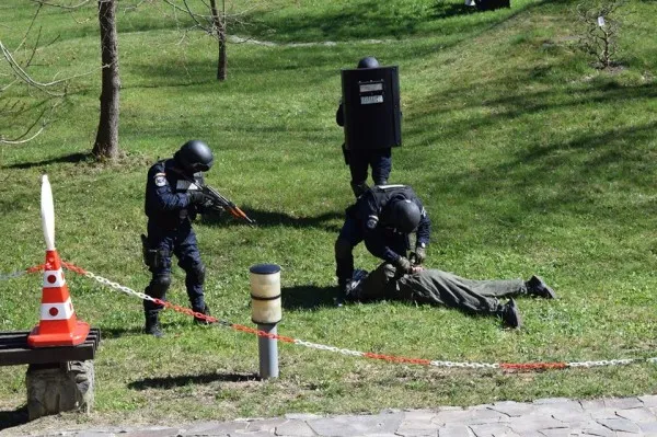 Puşi în faţa unui sinucigaş terorist, la Castelul Bran