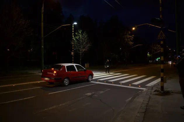 Braşovul are de ieri o zebră care luminează pietonul