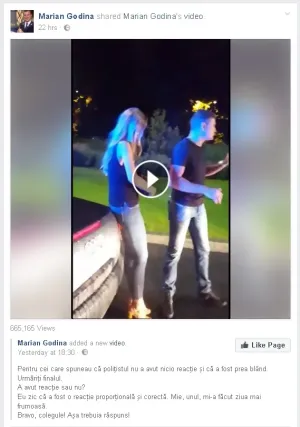 „Bravo, colegule!”. Marian Godină distribuie imagini în care poliţistul lovit de Cristian Boureanu atacă