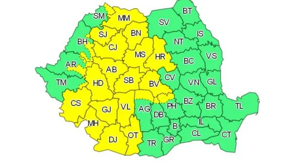 Cod galben de vânt, ninsori şi polei în jumătate de ţară 
