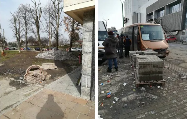 Cine ar trebui să strângă „rămăşiţele” şantierului din faţa gării?