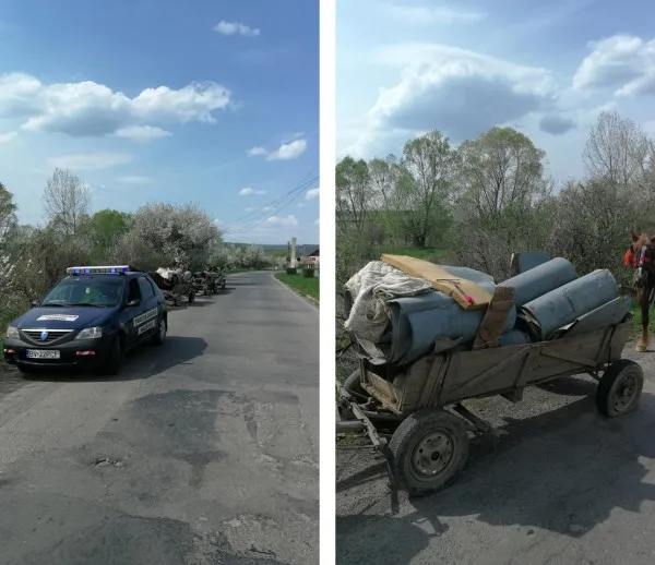 Convoi de căruţe mânate de hoţi, la drumul mare