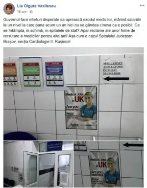 Afişul din Spitalul Judeţean Braşov, „servit” drept scuză de ministrul Muncii pentru „exodul” din spitalele de stat