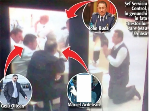 Noul şef al Poliţiei Române, fotografiat în timp ce îşi punea subalternii în genunchi