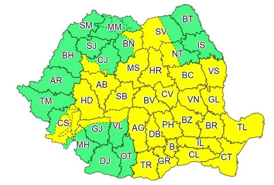 Cod galben la Braşov până miercuri, ora 16.00