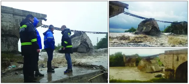 „Ziua Codului roşu” la Braşov: Pod luat de ape după ce a trecut trenul
