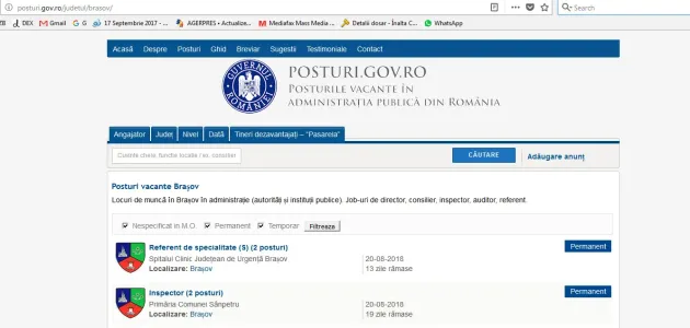 Ce locuri de muncă sunt vacante în instituţiile de stat din Braşov