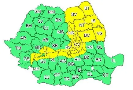 Braşovul rămâne şi azi sub avertizare meteo. Cod galben de vânt şi ninsori viscolite