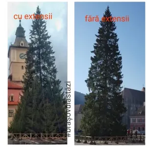 Anul acesta, în Piaţa Sfatului avem un brad „cu extensii”