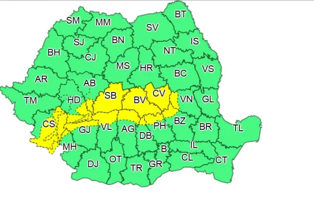 O nouă alertă meteo de la ANM