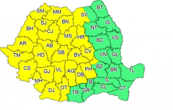 ANM:  Cod galben până miercuri, ploi până sâmbătă, la Braşov