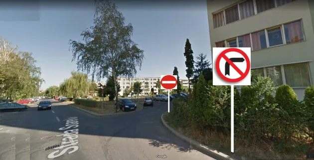Sens unic în spatele unui bloc din zona intersecţiei Saturn - Calea Bucureşti