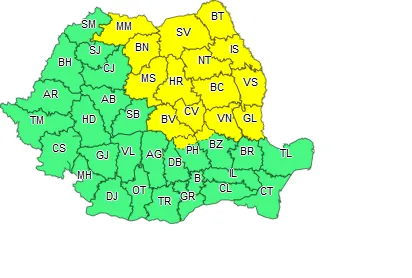 Braşovul e sub cod galben de ploi până astăzi, la ora 23.00