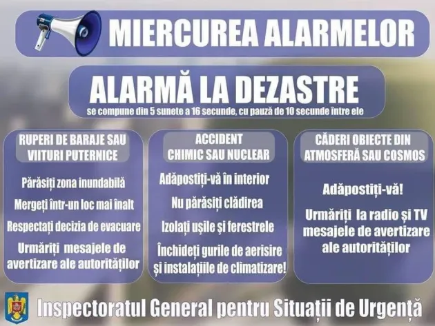 „Alarmă la dezastre”, miercuri dimineaţă