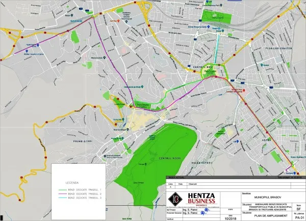 Municipiul Brașov va avea 16,26 kilometri de benzi dedicate transportului în comun.  Investiția este estimată la 16,64 milioane de lei, iar finanțarea vine de la Uniunea Europeană   