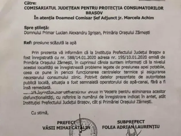 Protecţia Consumatorului face analiza apei, azi, la Zărneşti
