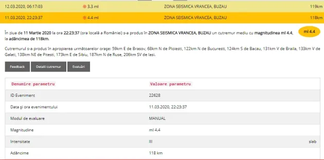 Cutremure 4.4 și 3.3, la 60 km de Brașov
