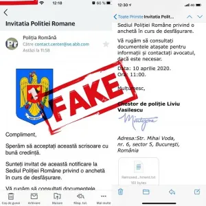 Noul virus: Vine pe mail-ul în care Poliţia vă cheamă la audieri