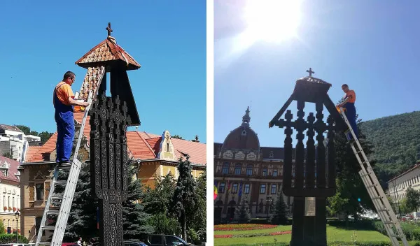 O altfel de comemorare. Un revoluţionar din Braşov a decis să restaureze singur troiţa ridicată pentru braşovenii morţi în `89 în faţa „Judeţenei de partid”