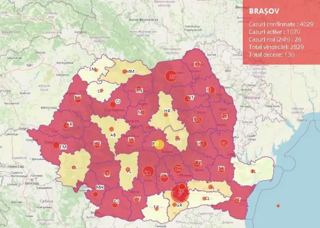 Doar 26 de noi cazuri de infectare Covid, la Braşov, în 24 de ore