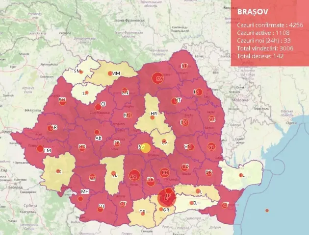 24.08, raport Covid: 33 de noi cazuri de infectare la Braşov