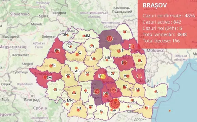 Luni, ziua cu doar 6 noi cazuri de infectare Covid 19, la Braşov