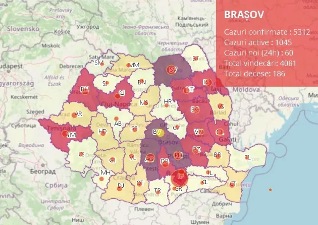 17.09, raport Covid: 60 de noi cazuri la Braşov