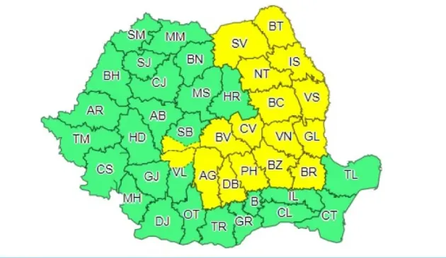 Braşovul: Din cod galben, în cod galben, până vineri dimineaţă