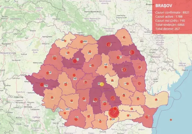 27.10, raport Covid: 190 de noi infectări la Braşov. Topul „cod roşu”: Părău, Hărman, Sânpetru, Ghimbav, Braşov, Cristian