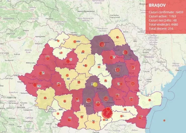 06.10, raport Covid: Doar 48 de noi cazuri la Braşov