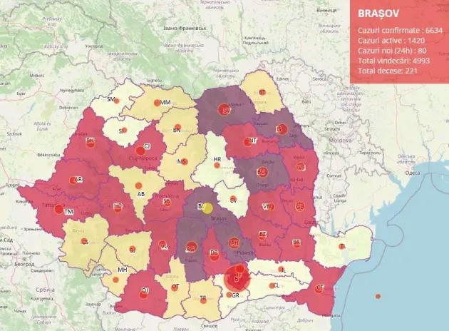 08.10, raport Covid: 80 de infectări la Braşov. La nivel naţional, un nou record: 3130