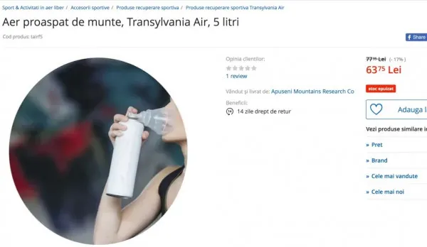 Ce se mai vinde online: aer proaspăt de munte cu origini transilvănene. Emag are chiar şi o promoţie „de neratat”