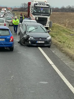 DN1, între Voila şi Dridif: Dintr-un tir, a ricoşat în altul