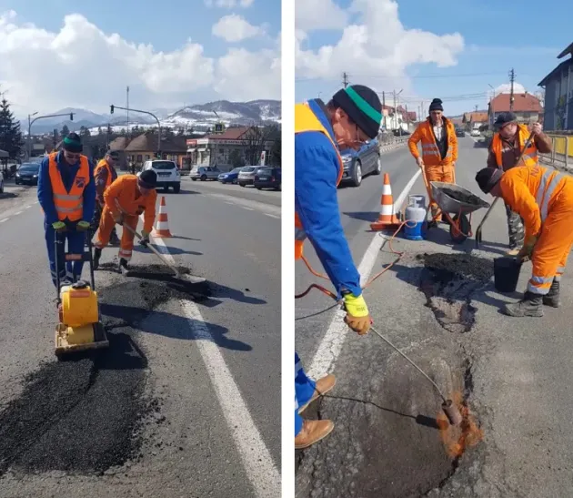 DN 1, DN 13, Ocolitoarea Braşovului: Drumarii au ieşit la „peticiri de primăvară”
