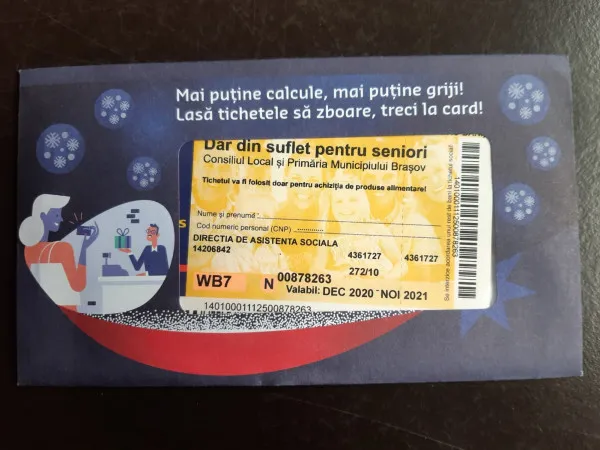 Pensionarii din Brașov cu venituri mici mai pot ridica tichetele „Dar din suflet pentru seniori” până în 29 aprilie 