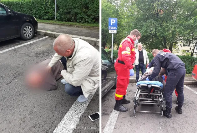 A căzut pe stradă, norocul lui că a fost în calea unui om bun