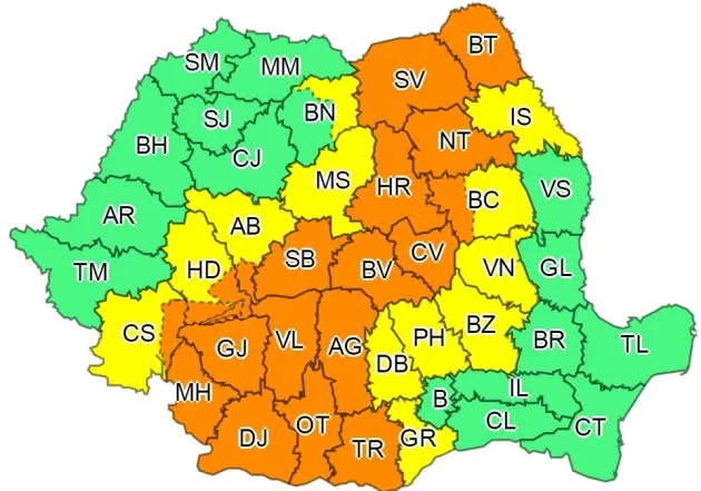 Braşovul, sub avertizare meteo până sâmbătă
