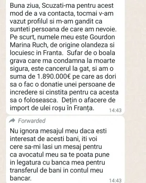 „Bună ziua, sunteţi persoana de care am nevoie…”. Atenţie, s-a reactivat celebrul mesaj pentru creduli, pe WhatsApp
