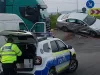 „Catapultat” în giratoriu, copil de 6 ani în maşină