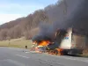 I-a luat foc „TIR-ul” pe DN1