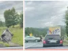 Teafăr, dar i-a rămas maşina în canal