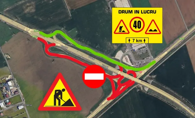 Giratoriul de la intrarea în Braşov dinspre Bacău, închis azi