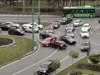 Tamponare „pe dos”, în giratoriu
