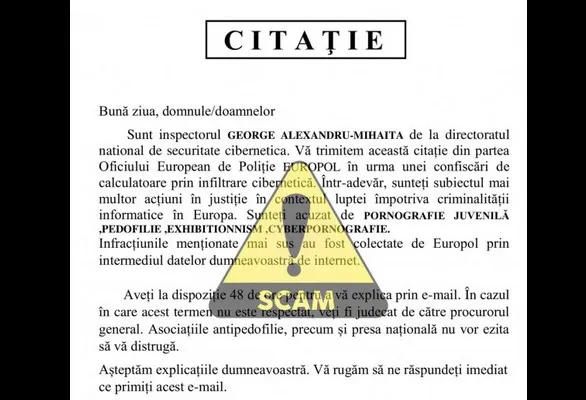 „Sunteţi acuzat de cyberpornografie”