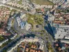 Pe un hectar, în Centrul Civic: bănci inteligente, biblioteci în aer liber, cafenele