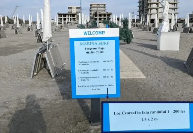 200 de lei locul pe cearşaf, pe o plajă din Mamaia