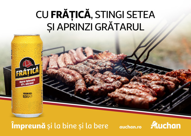 Începe sezonul de grătare! Frățică, berea care nu trebuie să lipsească de pe masă – acum, disponibilă exclusiv la Auchan