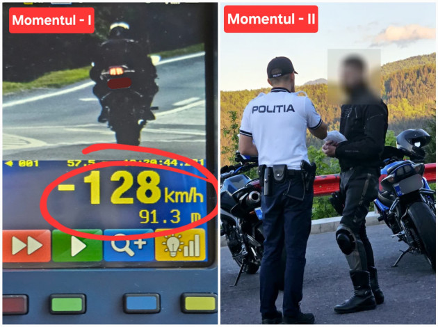 „Dragă motociclistule”: De la IPJ Brașov, o „palmă” pe Facebook unuia prins pe motor cu 128km/h. Pe serpentine, la două săptămâni după ce și-a luat carnet