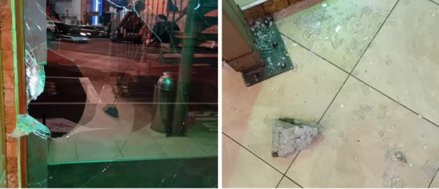 Golan în Centrul Brașovului: a aruncat cu un bolovan în geamul restaurantului plin de clienți